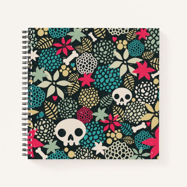 Carnet Crâne en fleurs (Devant)
