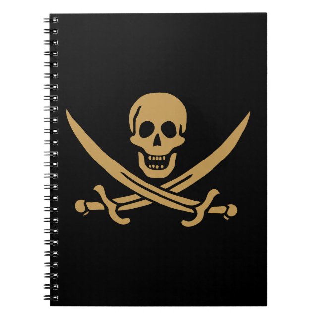 Carnet Crâne et Cutlass d'or aztèque Pirate Calico Jack (Devant)