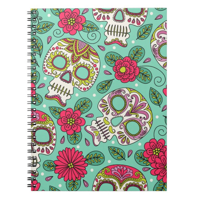 Carnet Crâne et fleurs. Arrière - plan sans couture. da m (Devant)