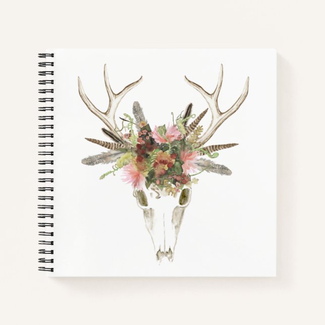 Carnet Crâne et fleurs de cerfs (Devant)