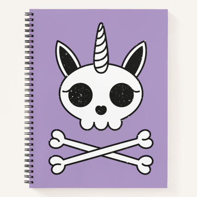 Carnet Crâne et os croisés de licorne (Devant)