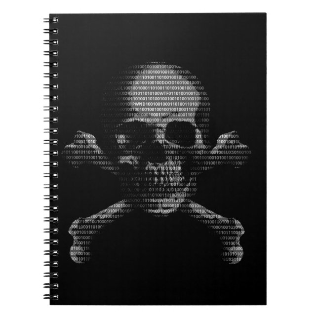 Carnet Crâne et os croisés de pirate informatique (Devant)