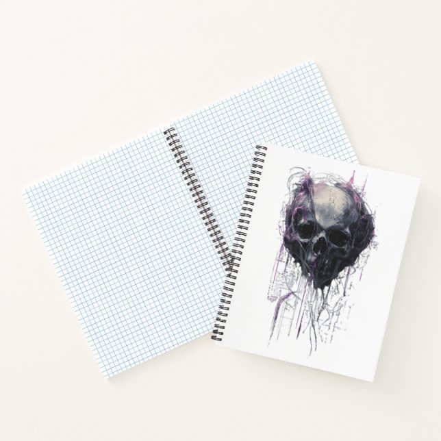 Carnet Crâne Éthéré Abstrait Art Grunge Sombre (Intérieur)