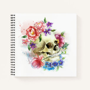 Carnet Crâne floral Dia de los Muertos   Ordinateur porta