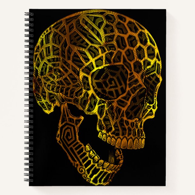 Carnet Crâne géométrique avec motifs complexes (Devant)