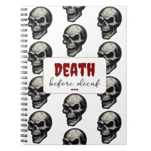 Carnet Crâne gothique "Mort avant décaf" Éffrayant Funn