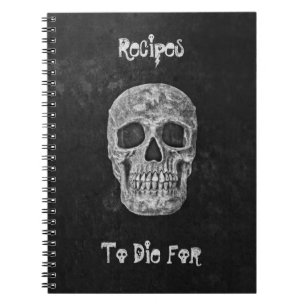 Carnet Crâne gothique Tête Noir Blanc Recettes À Mourir P