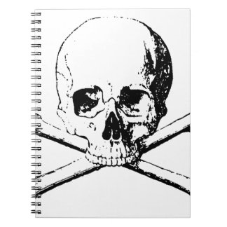 Carnet Crâne noir et blanc et os
