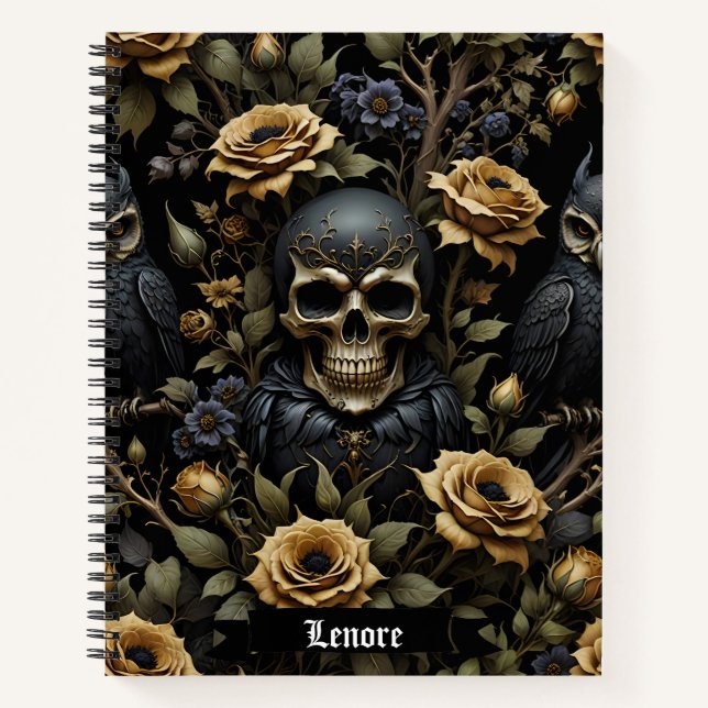 Carnet Crâne noir et gris (Devant)