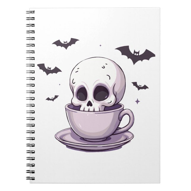 Carnet Crâne Pastel Goth dans une tasse à thé (Devant)