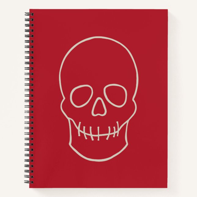 Carnet Crâne - rouge sang et blanc os (Devant)