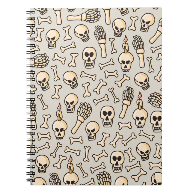 Carnet Crâne, squelette et os main motif sans soudure dr (Devant)