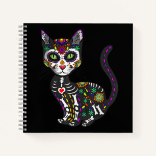 Carnet Crâne sucre Chat mexicain Halloween Jour De La Mor