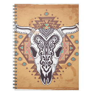 Carnet Crâne tribal : Illustration Vintage d'animal.