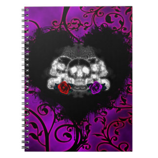 Carnet Crânes du coeur gothique et Rose