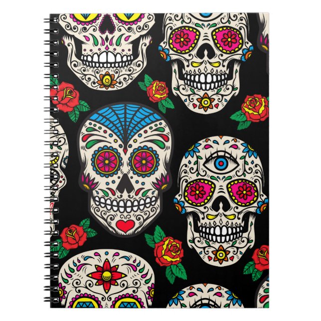 Carnet Crânes et Roses mexicains : Conception Vintage (Devant)