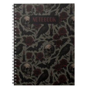 Carnet Crânes gothiques, corbeaux et Motif Rose
