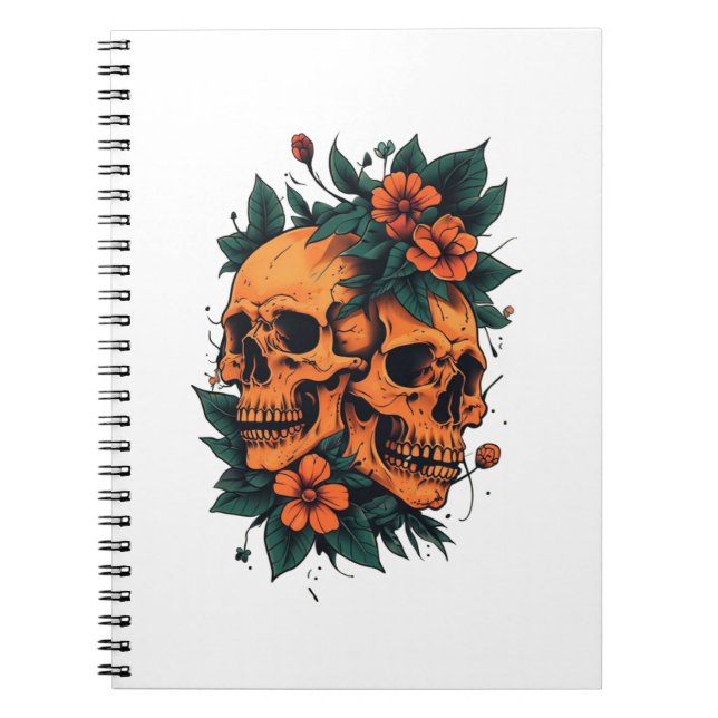 Carnet Crânes Jumeaux Floral Gothique (Devant)