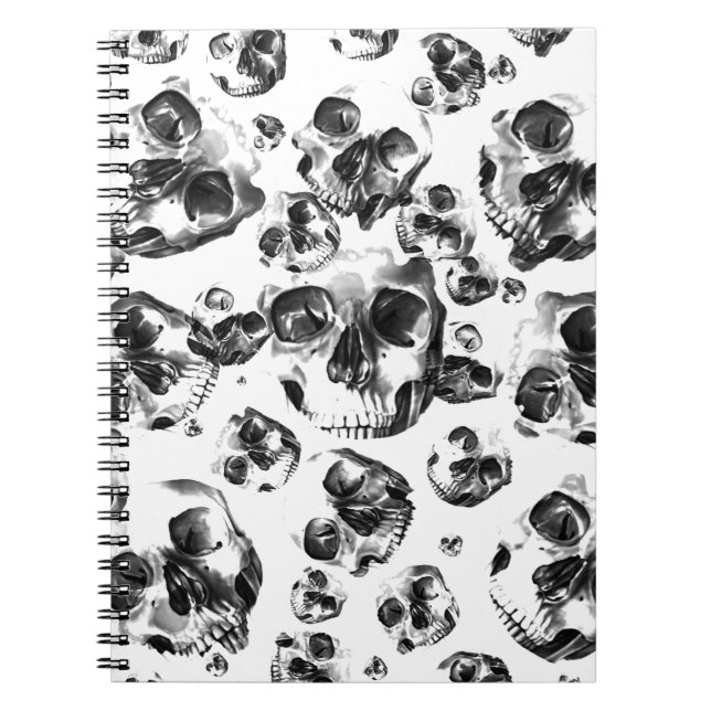 Carnet Crânes Noir & Blanc Squelette Motif d'Art de Crâne (Devant)