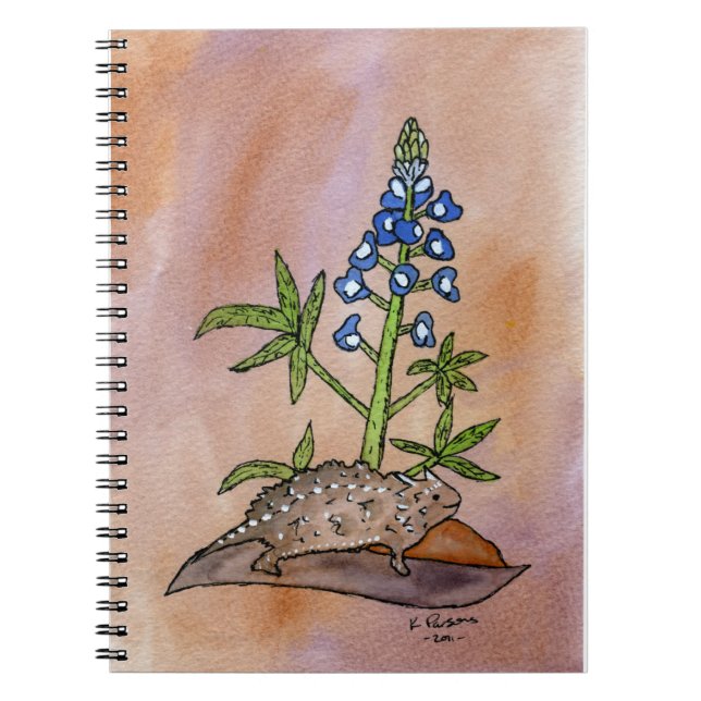 Carnet Crapaud corné avec le Bluebonnet (Devant)