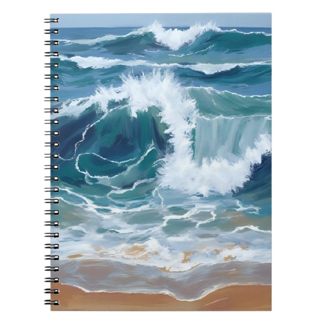 Carnet Crashing Ocean Waves | Coastal Blue Watercolor (Devant)