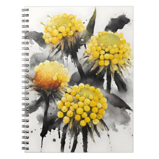 Carnet Craspedia - Fleurs aquarelle