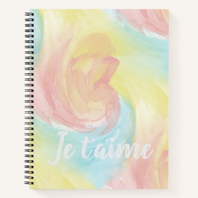 Carnet Cravate-Dye Retro Pastel Peinture d'Aquarelle dans (Devant)