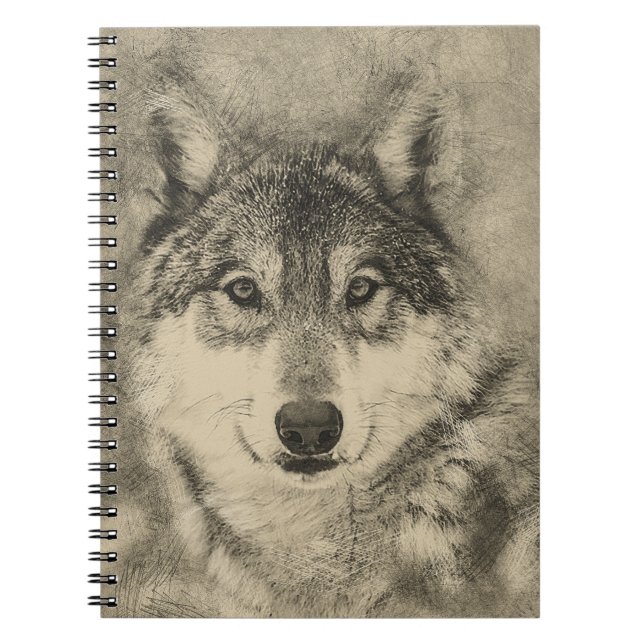 Carnet Crayon 16x24 de loup (Devant)