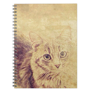 Carnet Crayon amoureux des chats mignon croquis gris tabb