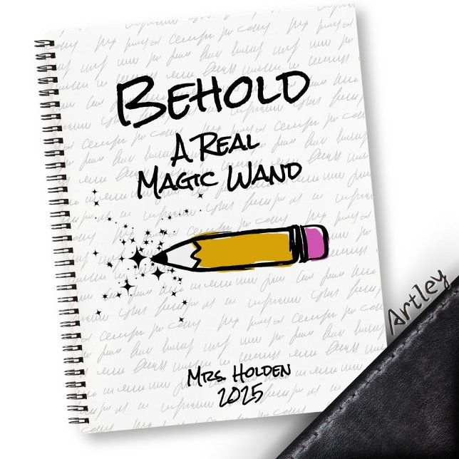 Carnet Crayon mignon Baguette magique Éclairage Nom perso (Créateur téléchargé)