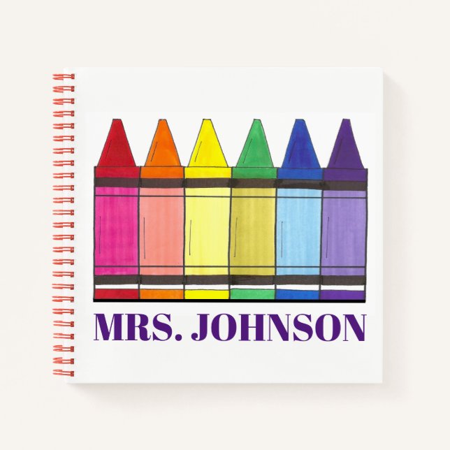 Carnet Crayons arc-en-ciel Professeur d'art à l'école (Devant)