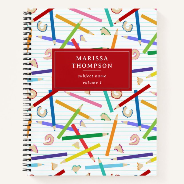 Carnet Crayons de couleur motif enseignant école élève (Devant)