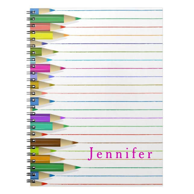 Carnet Crayons de couleur personnalisés avec nom pour la  (Devant)
