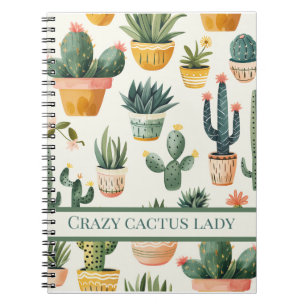Carnet "Crazy cactus lady ! texte sur un dessin de cactus