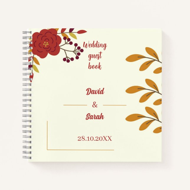 Carnet Cream Floral Customisé Mariage invité (Devant)