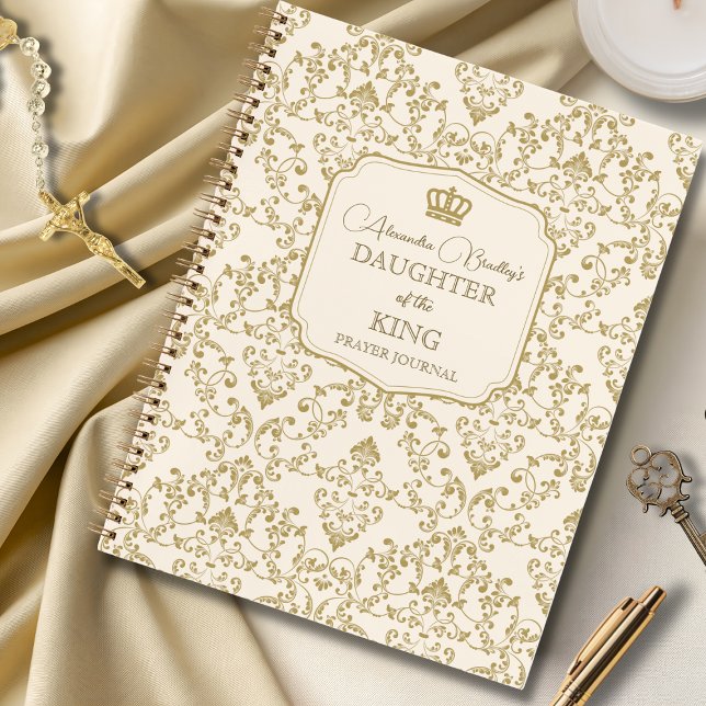 Carnet Cream Gold Damask Daughter of the King (Créateur téléchargé)