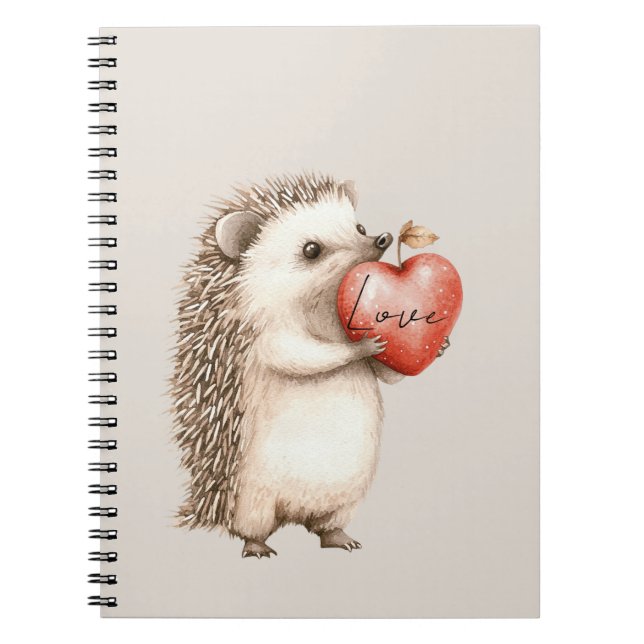 Carnet Cream Hedgehog Heart Love (Devant)