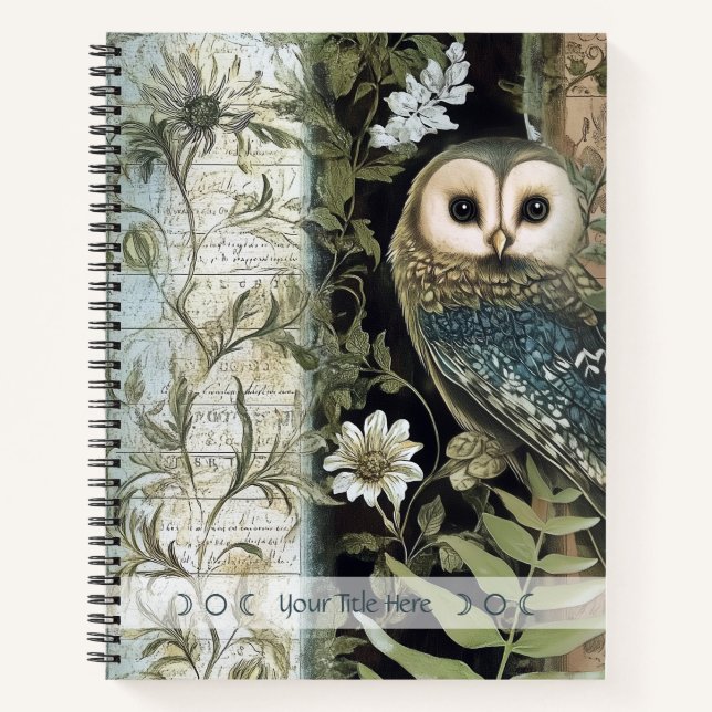 Carnet Create Your Own Blue Owl Floral Botanical (Devant)