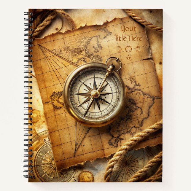 Carnet Create Your Own Brass Compass Rose Travel (Devant)