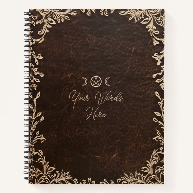 Carnet Create Your Own Ivory Lace Faux Brown Leather (Devant)