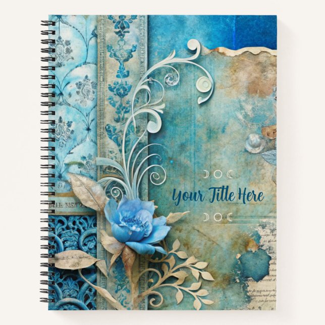 Carnet Create Your Own Shabby Chic Blue Rose Butterfy (Devant)