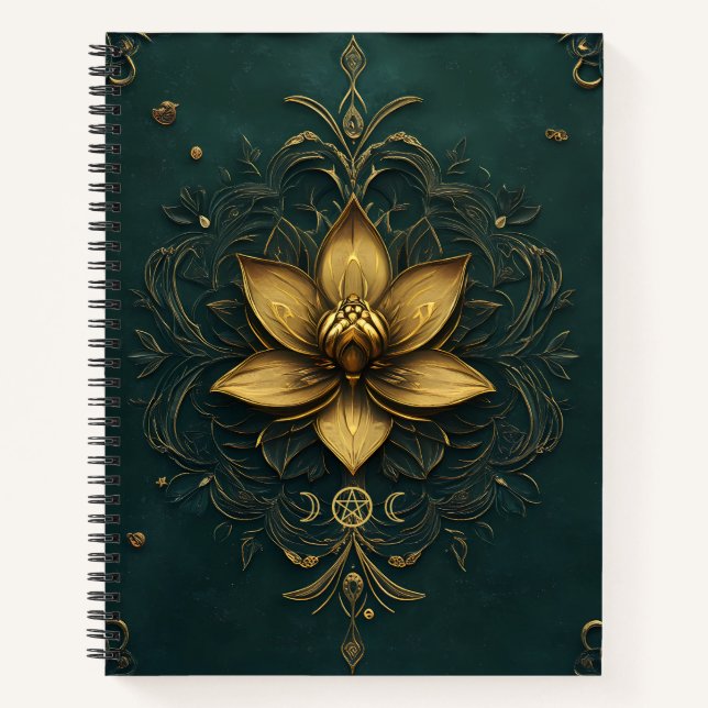 Carnet Create Your Own Teal Golden Lotus Notebook (Devant)