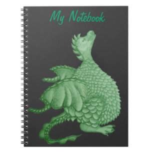 Carnet créature imaginaire mythique dragon vert mignon