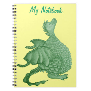 Carnet créature imaginaire mythique dragon vert mignon
