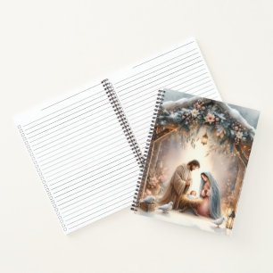 Carnet Crèche rustique avec fleurs d'hiver
