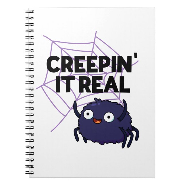 Carnet Creepin It Real Funny Halloween Spider Pun (Devant)