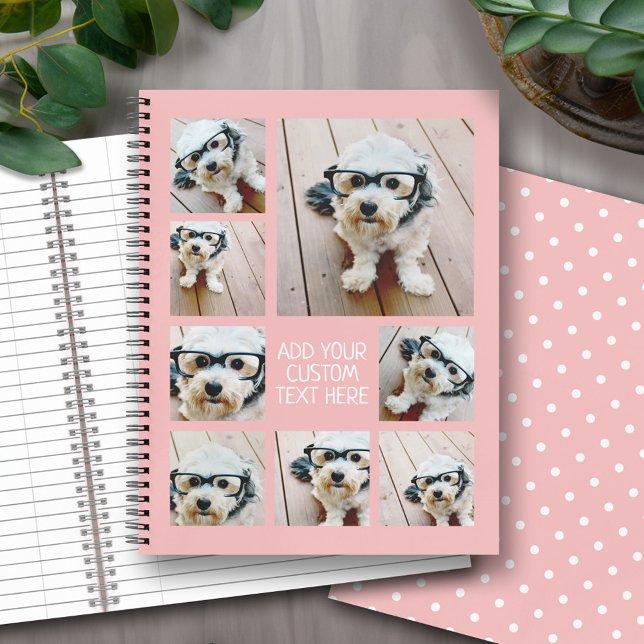 Carnet Créer un collage photo personnalisé de 8 - peut mo (Personalized notebook with an area for photos and text - option for different inside pages and coils)