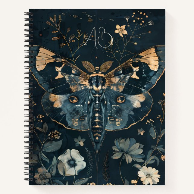 Carnet Créez vos propres fleurs de mite de minuit bleu po (Devant)