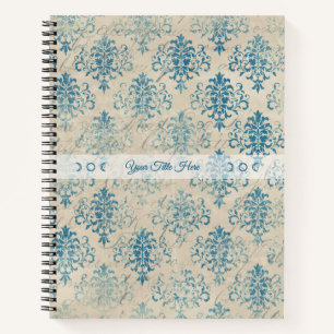 Carnet Créez votre propre bleu damassé vintage en détress