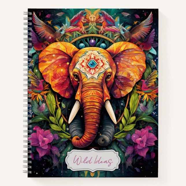 Carnet Créez votre propre boho floral Elelphant Totem ani (Devant)